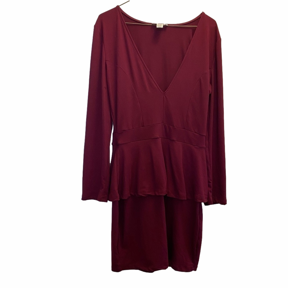 NanaMacs Maroon Peplum Dress Size 1XLarge